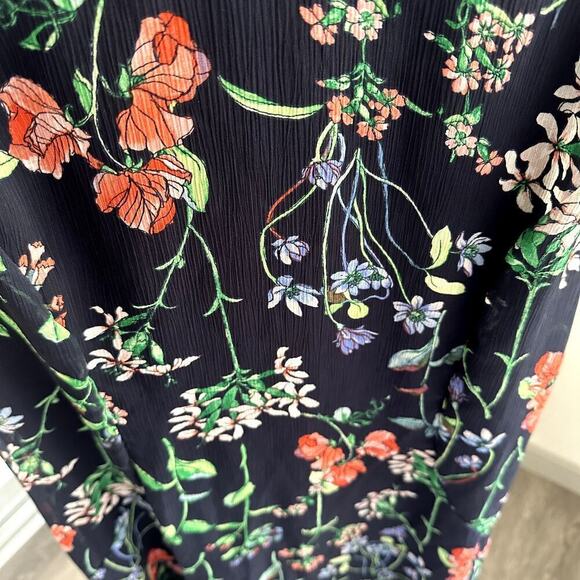 Tommy Hilfiger Navy Floral Hi-Low Midi Dress 10 Trapeze Chic Resort Boho - Picture 7 of 11